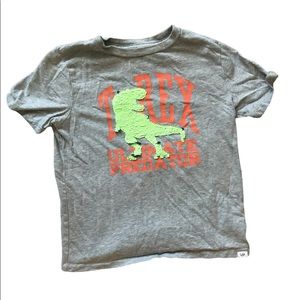 GAP Gray Short Sleeve Reversible Sequins Dinosaur Tee for Kids